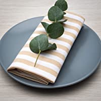 Filu Servilletas- 100 % algodón- Beige - Weiß Gestreift- 4 Stück gestreift